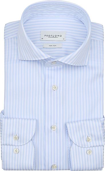 Profuomo Twill Hemd Streifen Hellblau - Größe 44 günstig online kaufen