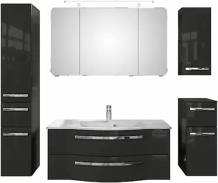 Saphir Badmöbel-Set »Serie 4005, vormontiert, Glaswaschbecken, Spiegelschra günstig online kaufen