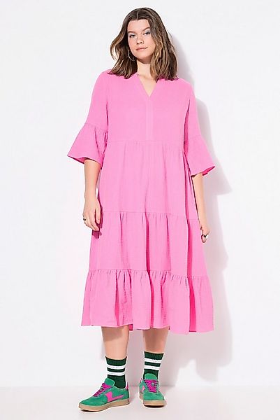 Studio Untold Maxikleid Maxikleid A-Line Musselin Stehkragen Volants günstig online kaufen