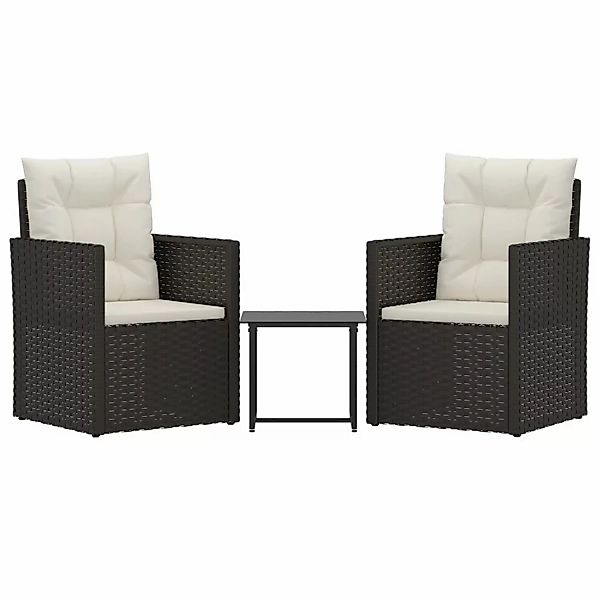 Vidaxl 3-tlg. Garten-lounge-set Mit Kissen Poly Rattan Schwarz günstig online kaufen