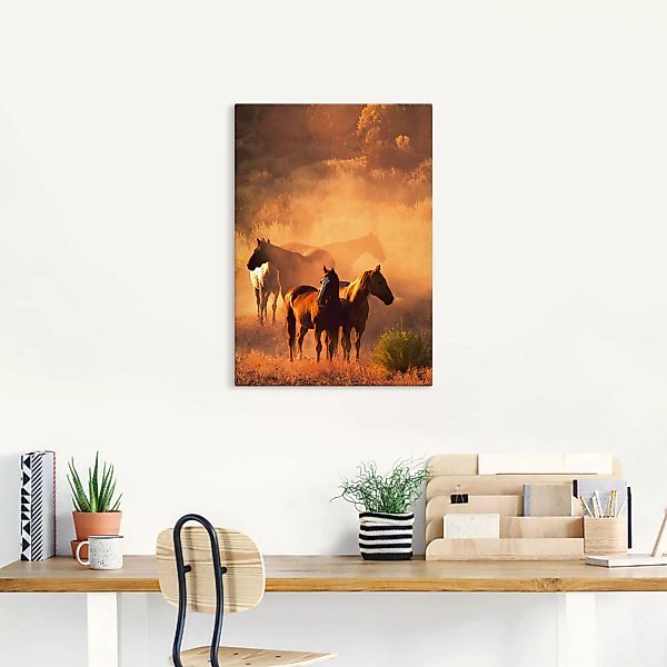 Artland Leinwandbild "Friedliche Versammlung - Pferde", Haustiere, (1 St.), günstig online kaufen