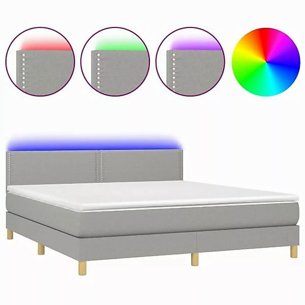 vidaXL Boxspringbett Boxspringbett mit Matratze LED Hellgrau 180x200 cm Sto günstig online kaufen