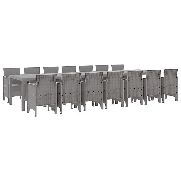 vidaXL Garten Essgruppe 15-Tlg Hellgrau Poly Rattan 3378807 günstig online kaufen