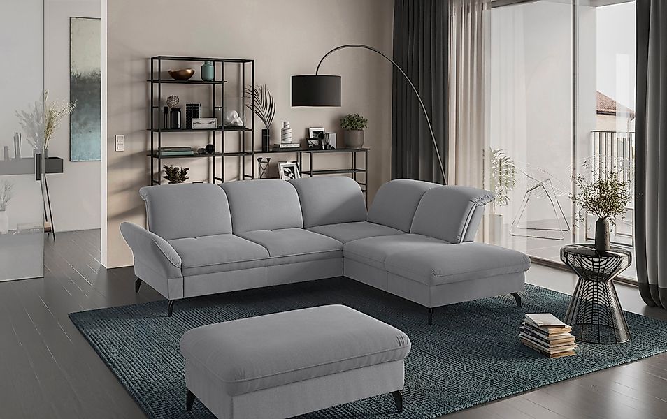 sit&more Ecksofa »Leandro L-Form« Wahlweise mit Bett-, Kopfteil - und Armle günstig online kaufen