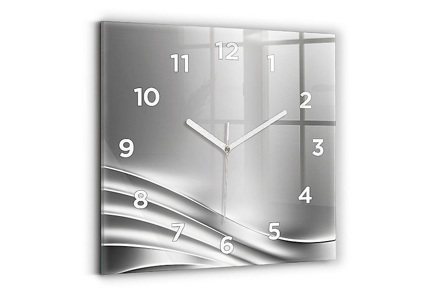 Tulup Wanduhr Glasuhr Silberne Abstraktion Rechteckige Uhr aus Gehärtetem G günstig online kaufen
