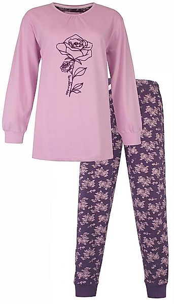 Tenderness Schlafanzug Damen Pyjama lang mit Bündchen (2 tlg) Baumwolle günstig online kaufen