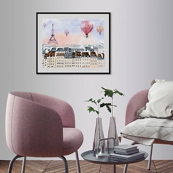 queence Bild »Heißluftballon in Frankreich«, Stadt-Paris-Gebäude-Ballonfahr günstig online kaufen
