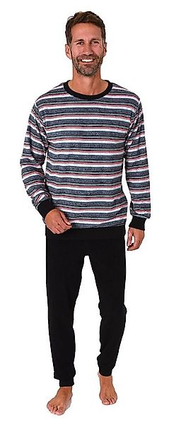 Normann Pyjama Herren Frottee Schlafanzug lang, Pyjama mit feinem Ringel-Mu günstig online kaufen
