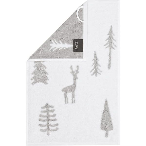 Cawö Handtücher WINTER EDITION Tannen 6273 - Farbe: weiß/platin - 67 - Gäst günstig online kaufen