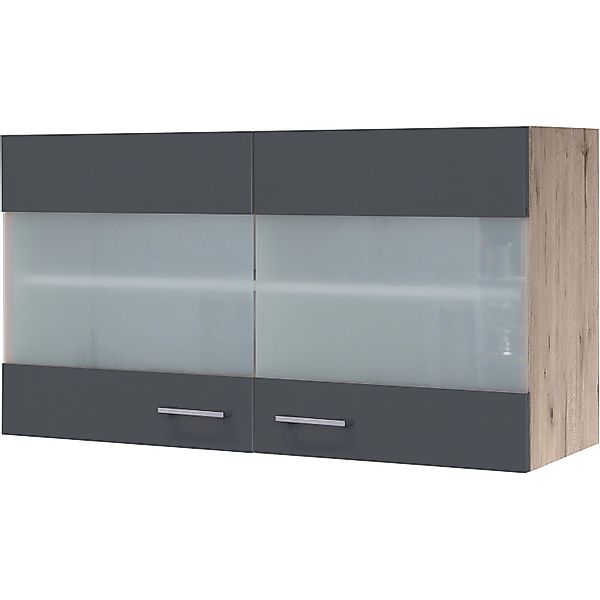 Flex-Well Exclusiv Küchen-Glas-Oberschrank Morena 100cm Basaltgr.-San Remo günstig online kaufen