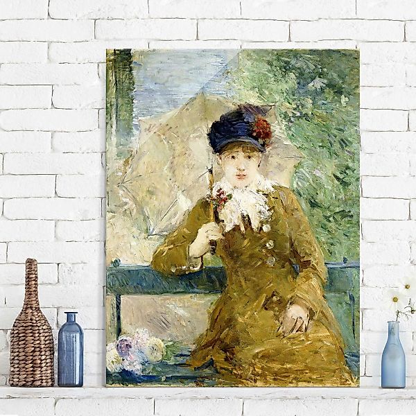 Glasbild Kunstdruck - Hochformat Berthe Morisot - Dame mit Sonnenschirm günstig online kaufen