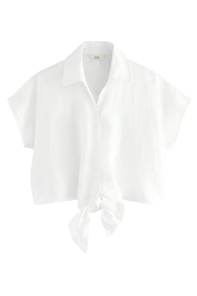 Next Kurzarmhemd Kurzarm-Bluse mit Knotendesign vorne günstig online kaufen