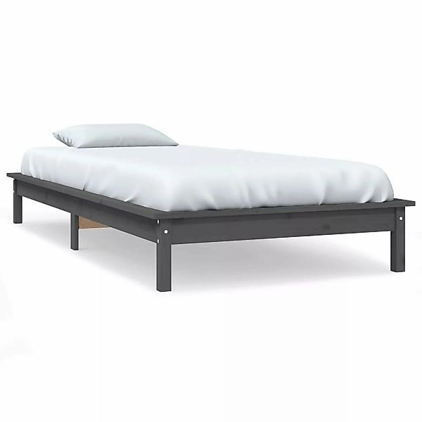 vidaXL Massivholzbett Grau 90x200 cm Kiefer1280040 günstig online kaufen
