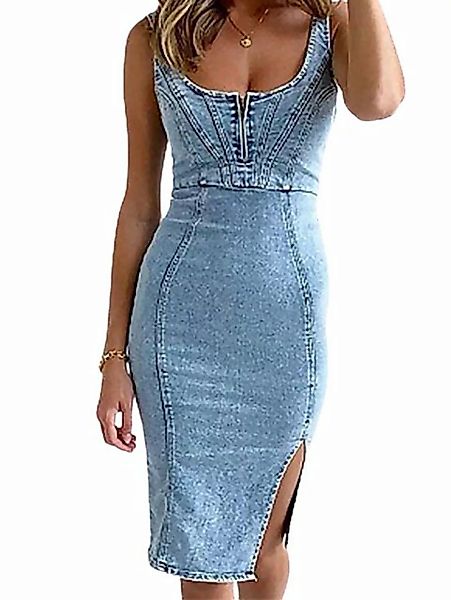 ZWY Jeanskleid Jeanskleid mit Hosenträgerbund,jeansrock damen knielang,somm günstig online kaufen