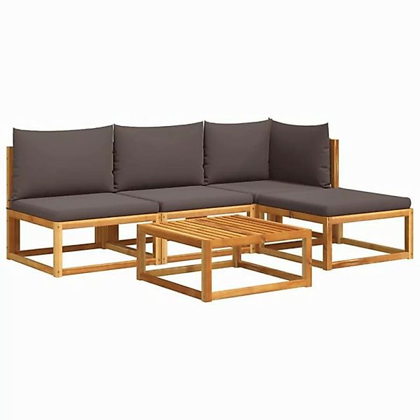 vidaXL Loungesofa 5-tlg. Garten-Sofagarnitur mit Kissen Massivholz, 1 Teile günstig online kaufen