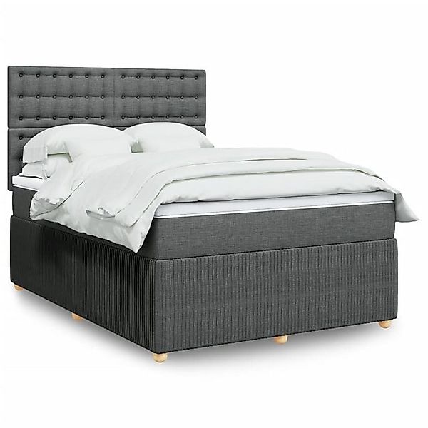 vidaXL Bettgestell Boxspringbett mit Matratze Dunkelgrau 140x200 cm Stoff B günstig online kaufen