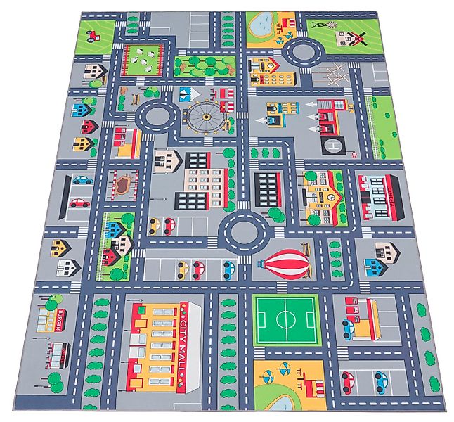 Paco Home Kinderteppich Bino 576, rechteckig, Höhe: 4 mm, Kurzflor, Straßen günstig online kaufen