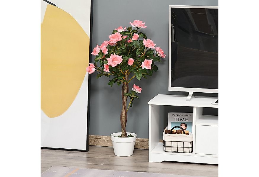Kunstpflanze groß 90 cm, Rosenbaum im Topf Rose, Outsunny, Höhe 90 cm, wie günstig online kaufen
