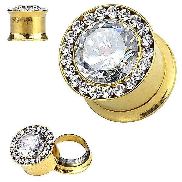 Taffstyle Plug Piercing Edelstahl Gold IP günstig online kaufen