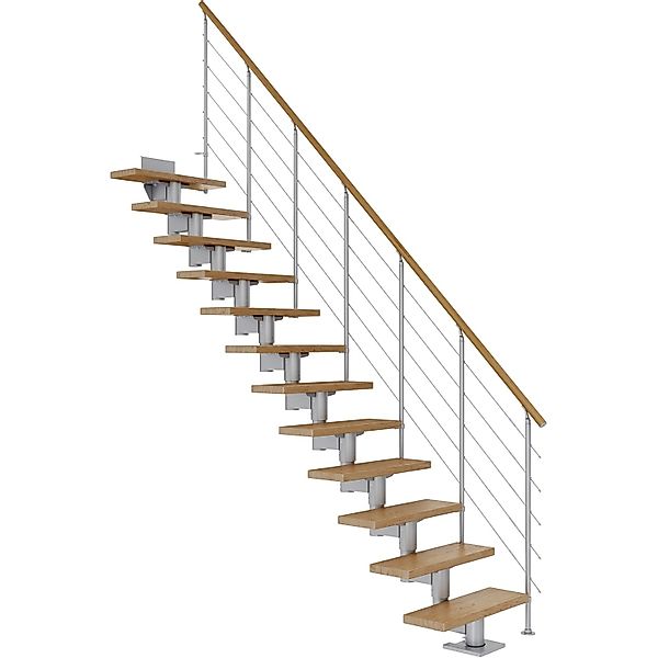 Dolle Mittelholmtreppe Cork Eiche Perlgrau GH bis 292 cm Gerade 75 cm FSC günstig online kaufen