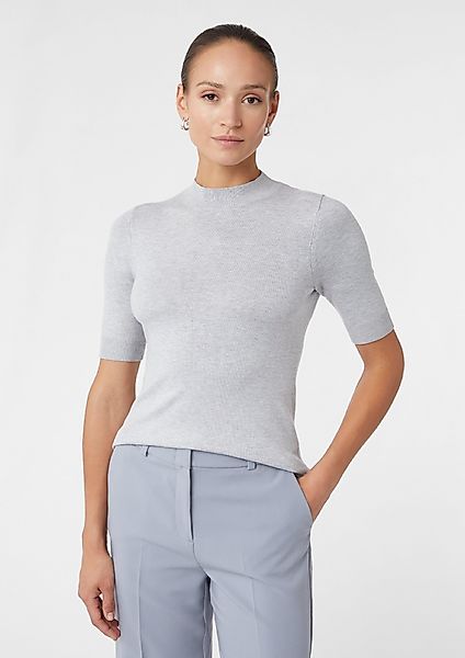 comma Kurzarmshirt Kurzärmeliger Feinstrickpullover mit angedeutetem günstig online kaufen