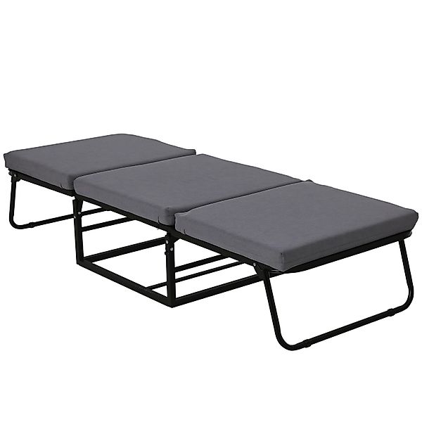 HOMCOM 2-in-1 Klappbett Polyester Stahl Schaumstoff Grau 192 x 68 x 37 cm günstig online kaufen