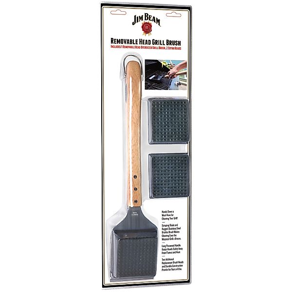 Jim Beam BBQ Grillbürste Set aus Edelstahl  Holz inkl. 2 Wechselaufsätzen günstig online kaufen