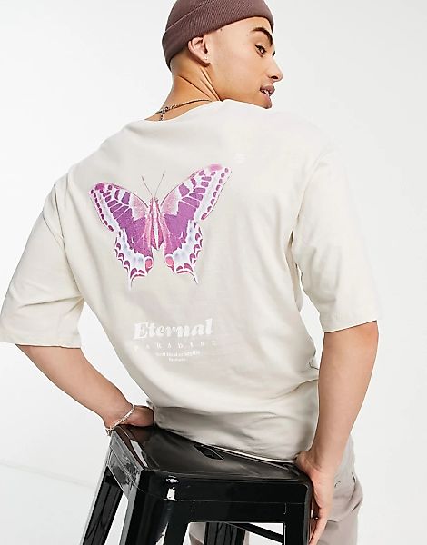 Jack & Jones – Originals – Oversize-T-Shirt mit rückseitigem Schmetterlings günstig online kaufen