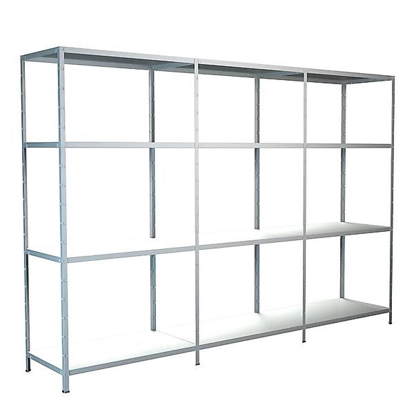 Schulte Steck-Grund- und 2 x Anbauregale 180 cm x 340 cm x 50 cm Weiß günstig online kaufen