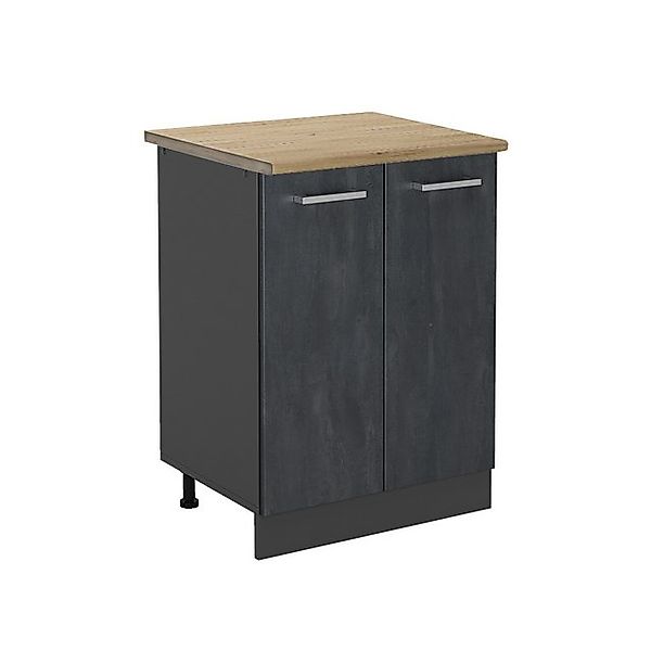 Vicco Küchenunterschrank R-Line Schwarz Beton/Anthrazit 60 cm AP Eiche günstig online kaufen