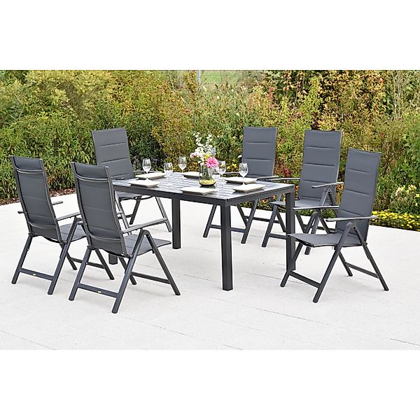 Merxx Taviano Set 7-tlg. 6 Klappsessel Gartentisch Ausziehbar 150 (200) x 9 günstig online kaufen