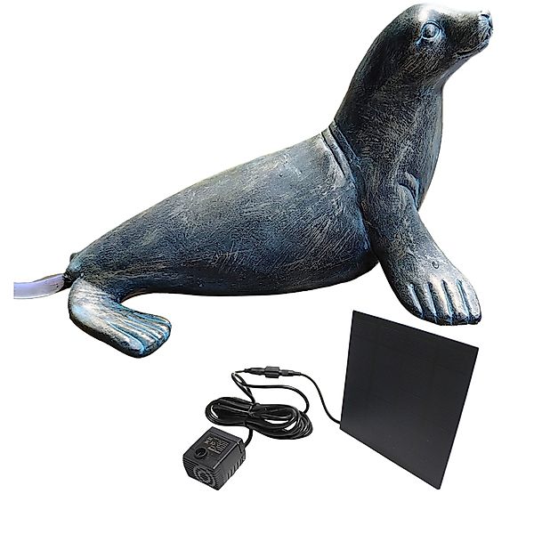 Arnusa Wasserspeier Seehund Gartendeko in Kupferoptik günstig online kaufen