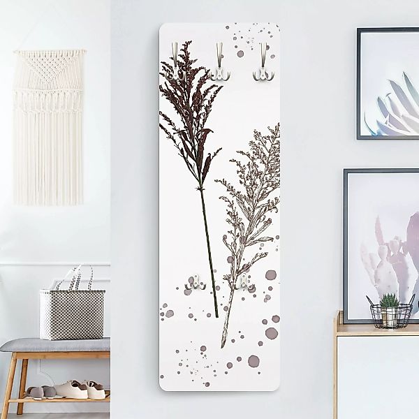 Wandgarderobe Holzpaneel Blumen Botanisches Aquarell - Schwingelschilf günstig online kaufen