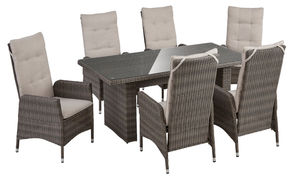 KONIFERA Garten-Essgruppe "Casablanca" Set, 6x Sessel, 1x Tisch 180x90x74 c günstig online kaufen