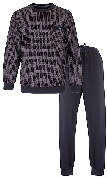 Paul Hopkins Schlafanzug Herren Pyjama lang mit Bündchen (2 tlg) Baumwolle günstig online kaufen
