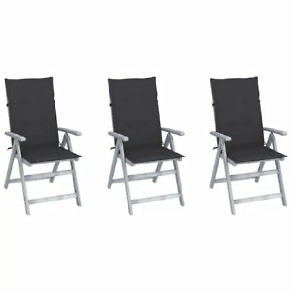 Verstellbare Gartenstühle 3 Stk. Mit Auflagen Massivholz Akazie günstig online kaufen