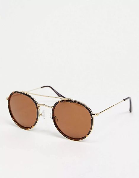 Pieces – Runde Sonnenbrille in Schildplattoptik-Braun günstig online kaufen