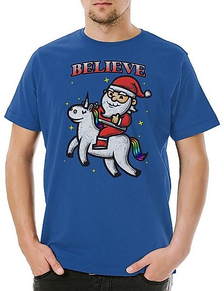 Urban Backwoods Print-Shirt Believe Unicorn Santa Herren T-Shirt Einhorn Re günstig online kaufen