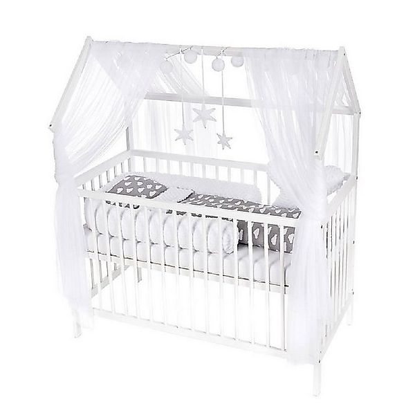 Babyhafen Babybett Hausbett Kinderbett 120x60 Matratze Minky Bettset Sterne günstig online kaufen