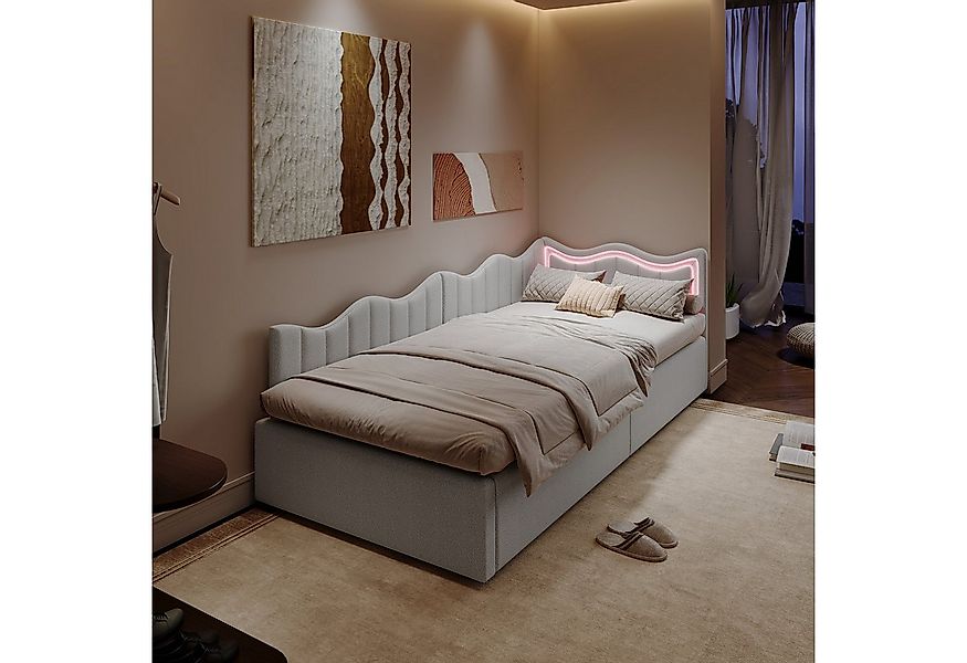 Gdood Polsterbett Doppelbett Daybett Tagesbett LED (Hydraulisch hebbarer St günstig online kaufen