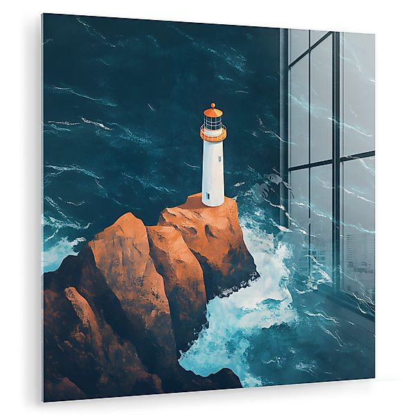 MuchoWow Acrylglasbild Leuchtturm - Felsen - günstig online kaufen