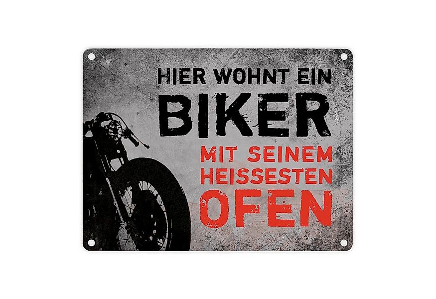 speecheese Metallschild Metallschild mit Motorrad Motiv und Spruch: Hier wo günstig online kaufen