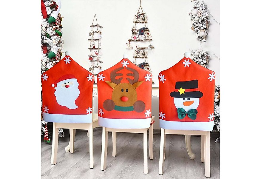 FOUORTUNATE-BEE Stuhlhusse 3er-Set Weihnachts-Stuhlhussen für Esszimmer und günstig online kaufen