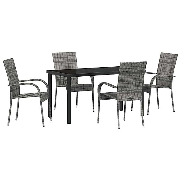 vidaXL Garten Essgruppe 5-Tlg Grau Poly Rattan 3379410 günstig online kaufen