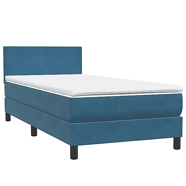 vidaXL Boxspringbett mit Matratze Dunkelblau 80x220 cm Samt 3316717 günstig online kaufen