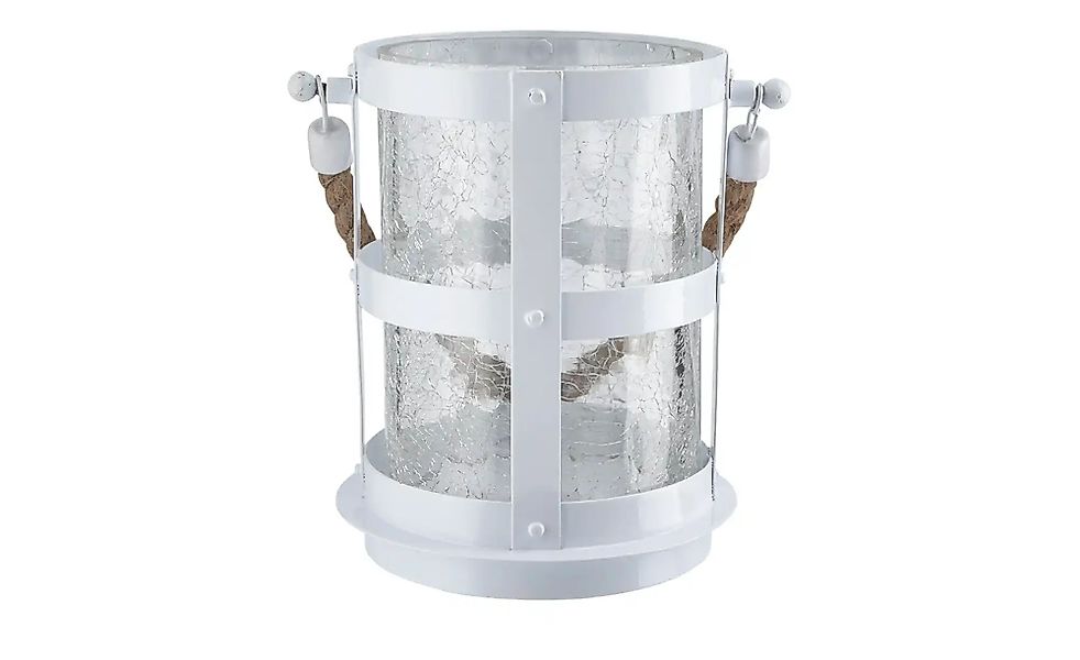Windlicht mit Juteseil   ¦ weiß ¦ Eisen,Glas ¦ Maße (cm): H: 12,5  Ø: 16 Ac günstig online kaufen