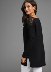 Laura Scott Longpullover Feinstrickpullover mit Spitzendetails günstig online kaufen