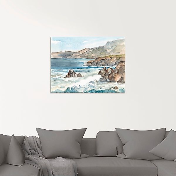Artland Glasbild "Wasserfarben Küste II", Küste, (1 St.), in verschiedenen günstig online kaufen