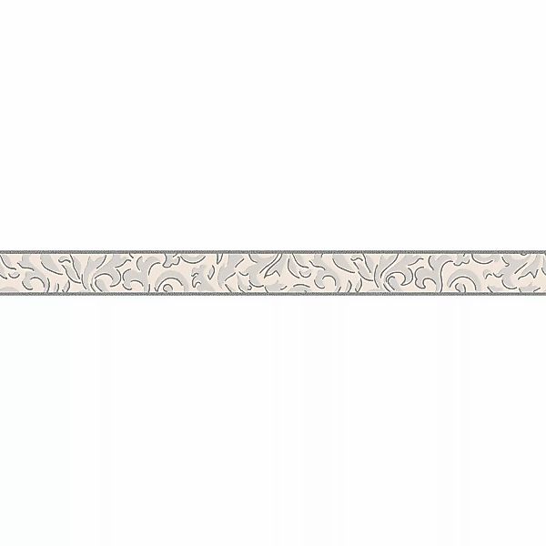 Bricoflor Schmale Tapetenbordüre mit Ornament in Creme und Grau Neobarock T günstig online kaufen