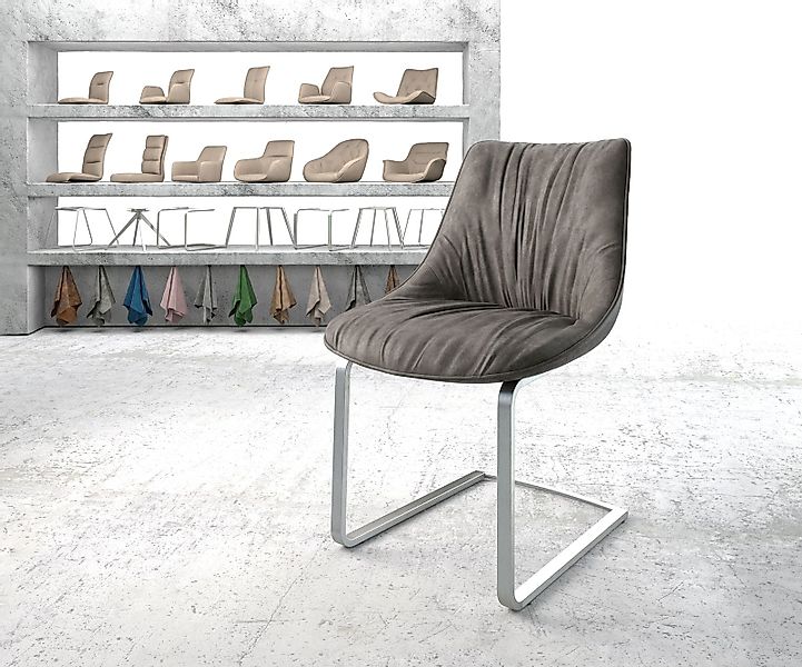 Schwingstuhl Elda-Flex Anthrazit Vintage Freischwinger flach Edelstahl günstig online kaufen